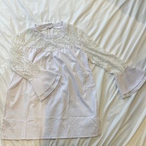 Women’s - size Large - White Blouse with Lace Sleeves - New